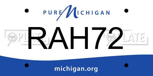 RAH72 Michigan License Plate