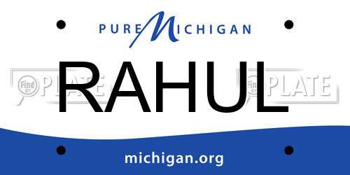 RAHUL Michigan License Plate