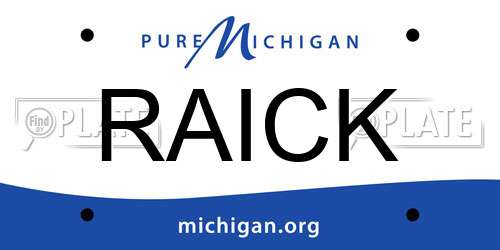 RAICK Michigan License Plate