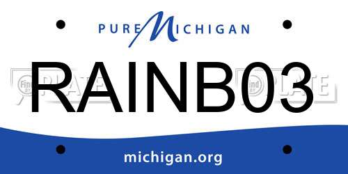 RAINB03 Michigan License Plate