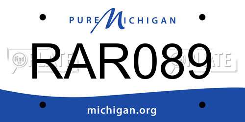 RAR089 Michigan License Plate