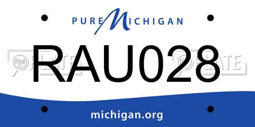 RAU028 Michigan License Plate