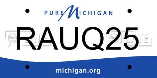 RAUQ25 Michigan License Plate