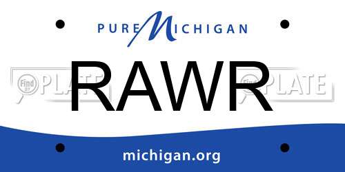 RAWR Michigan License Plate