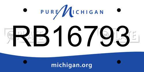RB16793 Michigan License Plate