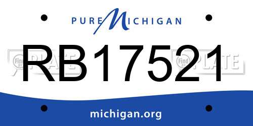 RB17521 Michigan License Plate