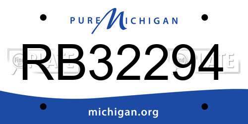 RB32294 Michigan License Plate