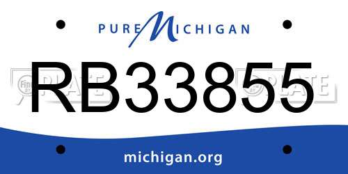 RB33855 Michigan License Plate