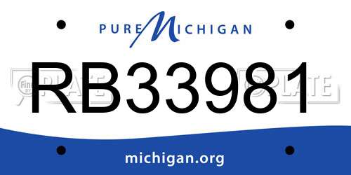 RB33981 Michigan License Plate