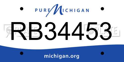 RB34453 Michigan License Plate
