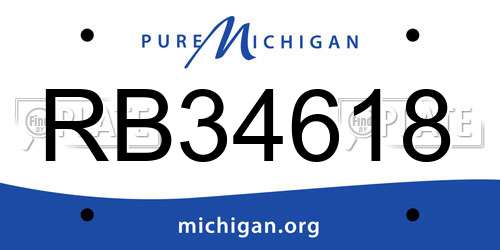 RB34618 Michigan License Plate