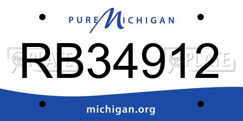 RB34912 Michigan License Plate