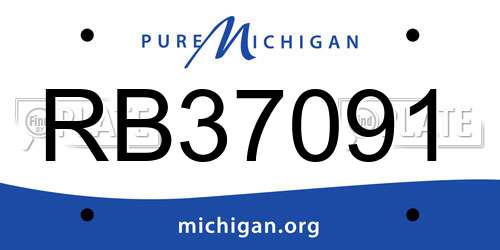 RB37091 Michigan License Plate
