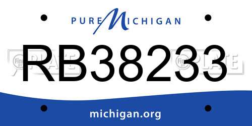 RB38233 Michigan License Plate