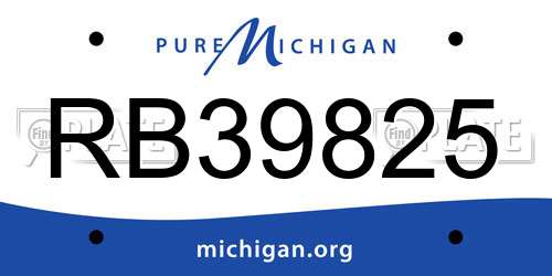 RB39825 Michigan License Plate