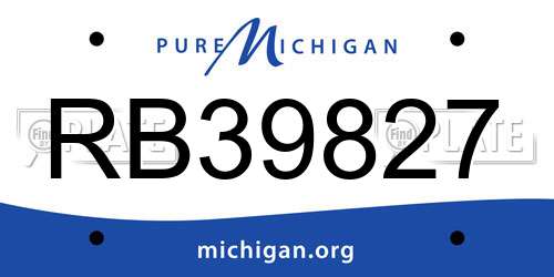 RB39827 Michigan License Plate
