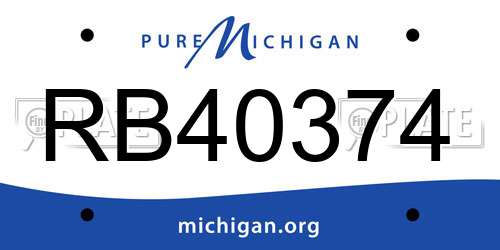 RB40374 Michigan License Plate