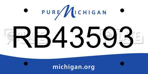RB43593 Michigan License Plate