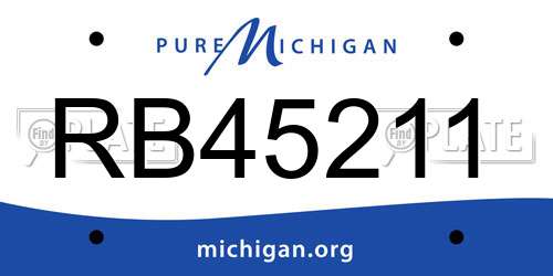 RB45211 Michigan License Plate