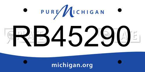 RB45290 Michigan License Plate