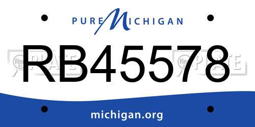 RB45578 Michigan License Plate