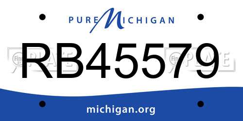 RB45579 Michigan License Plate