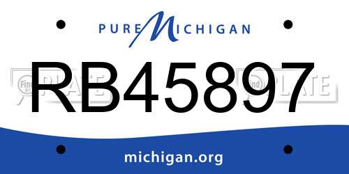 RB45897 Michigan License Plate