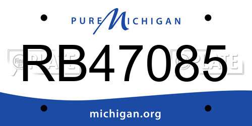 RB47085 Michigan License Plate