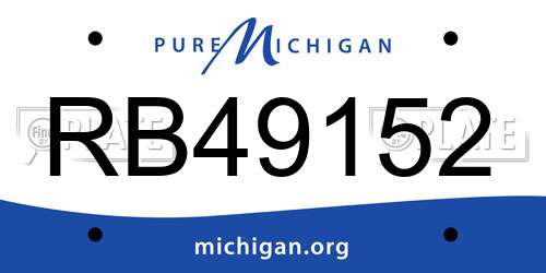 RB49152 Michigan License Plate