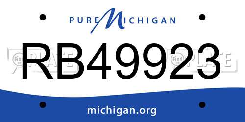RB49923 Michigan License Plate