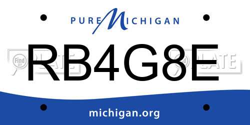 RB4G8E Michigan License Plate