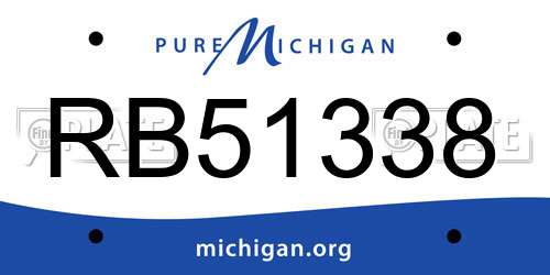 RB51338 Michigan License Plate