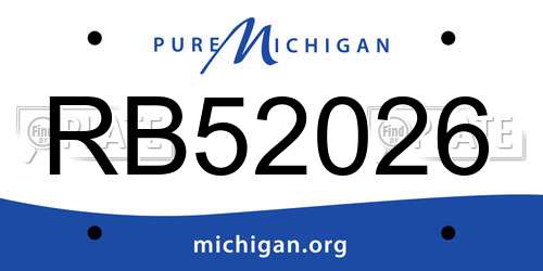 RB52026 Michigan License Plate