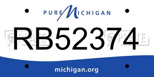 RB52374 Michigan License Plate