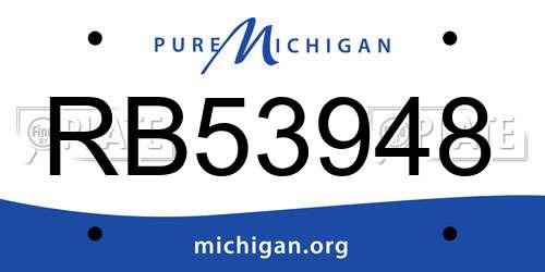 RB53948 Michigan License Plate