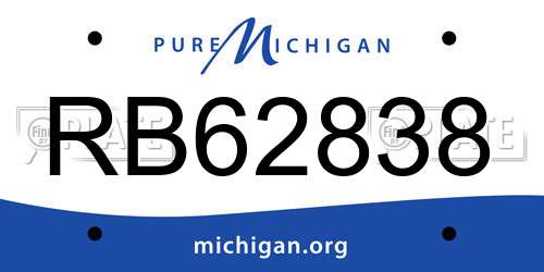 RB62838 Michigan License Plate
