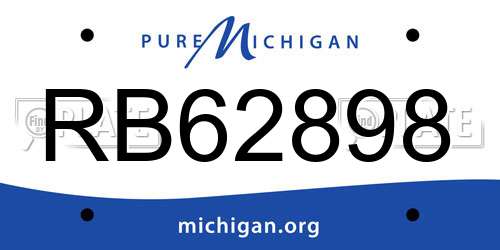 RB62898 Michigan License Plate