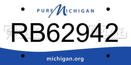 RB62942 Michigan License Plate