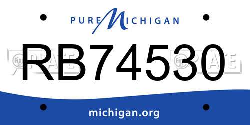 RB74530 Michigan License Plate