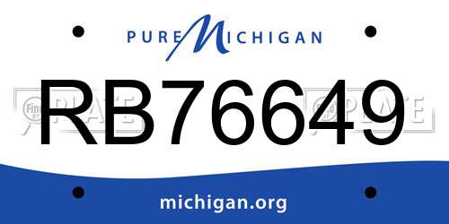 RB76649 Michigan License Plate