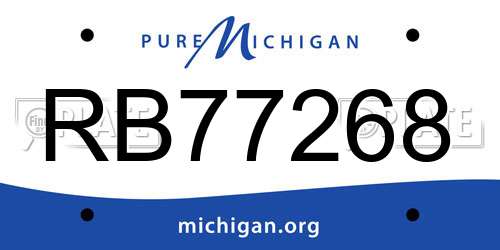 RB77268 Michigan License Plate