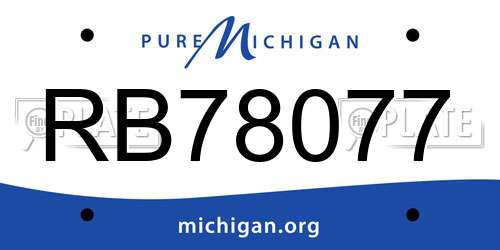 RB78077 Michigan License Plate