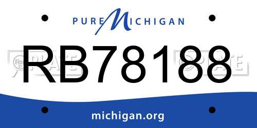 RB78188 Michigan License Plate