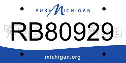 RB80929 Michigan License Plate
