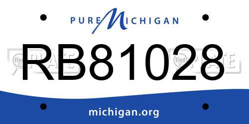RB81028 Michigan License Plate