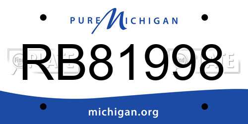 RB81998 Michigan License Plate