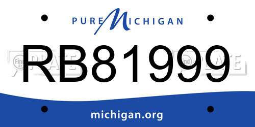 RB81999 Michigan License Plate
