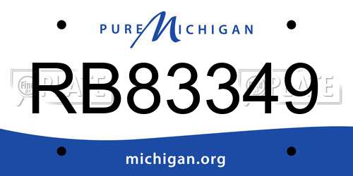 RB83349 Michigan License Plate