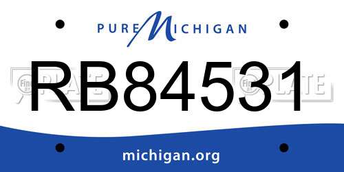 RB84531 Michigan License Plate