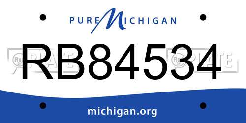 RB84534 Michigan License Plate